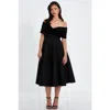 Quiz Velvet And Scuba Foam Bardot Skater Dress In Black