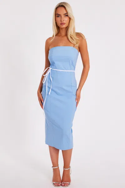 Quiz Women's Bengaline Midi With Tie Detail In Blue