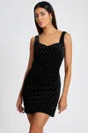 Quiz Diamonte Velvet Bodycon Mini Dress In Black