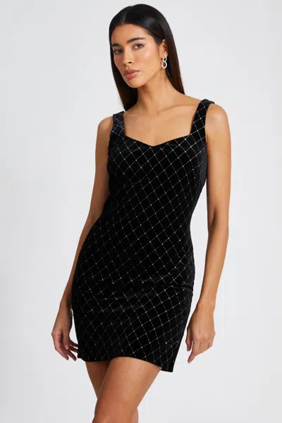 Quiz Women's Diamonte Velvet Bodycon Mini Dress
