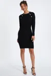 Quiz Women's Geometric Jacquard Button Detail Knitted Midi Dress In Black