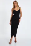 Quiz Glitter Liverpool Strappy Wrap Maxi Dress In Black