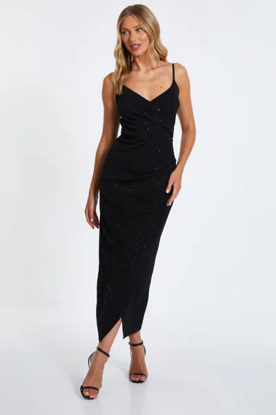 Quiz Women's Glitter Liverpool Strappy Wrap Maxi Dress
