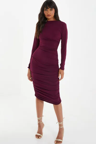 Quiz Women's High Neck Long Sleeve Midi Dress