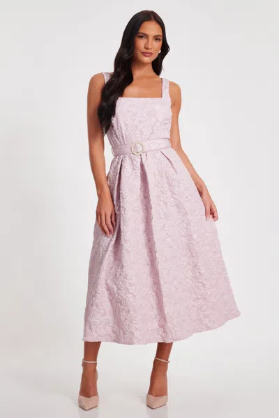 QUIZ WOMEN'S JACQUARD SQUARE NECK MIDI DRESS