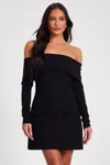 Quiz Long Sleeve Bengaline Mini Dress In Black