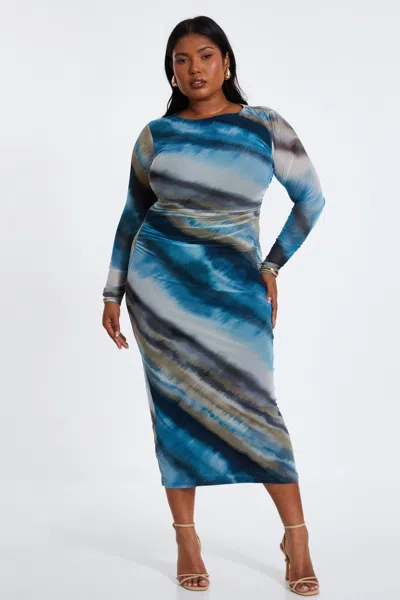 Quiz Women's Plus Size Mesh Round Neck Maxi Dress