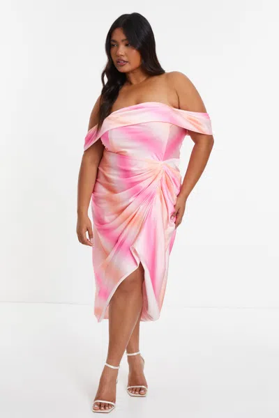 Quiz Women's Plus Size Satin Bardot Midi Dress