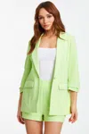 Quiz Women's Ruched Sleeve Tailored Blazer In Green