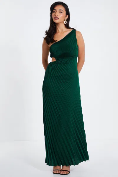 Quiz Women's Satin Pleated One Shoulder Maxi Dress