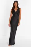 Quiz Women's Satin Wrap Front Maxi Dress In Black