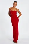Quiz Scuba Crepe Floral Trim Strap Maxi Dress In Red
