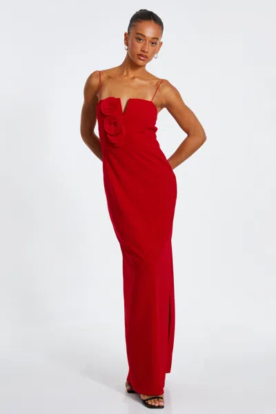 Quiz Women's Scuba Crepe Floral Trim Strap Maxi Dress