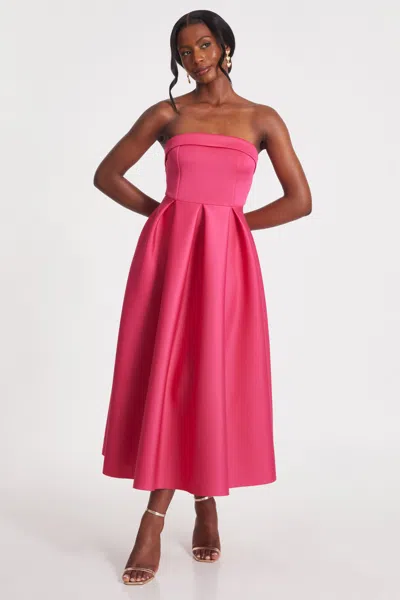QUIZ WOMEN'S SCUBA FOAM BANDEAU SKATER DRESS