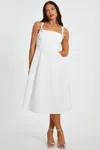 Quiz Scuba Foam Midi Skater Dress With Diamante Bows In White