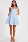 Quiz Scuba Foam Mini Dress With Diamante Bow Detail In Blue