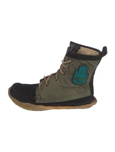 Pre-owned Quoddy Leather Lace-up Boots In Green