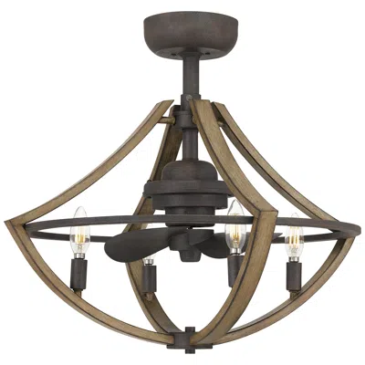 Quoizel 12" Wide  Shire Black Damp Rated Fandelier Fan With Remote