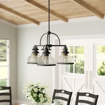 Quoizel 3 - Light Statement Chandelier In Palladian Bronze,clear Seeded