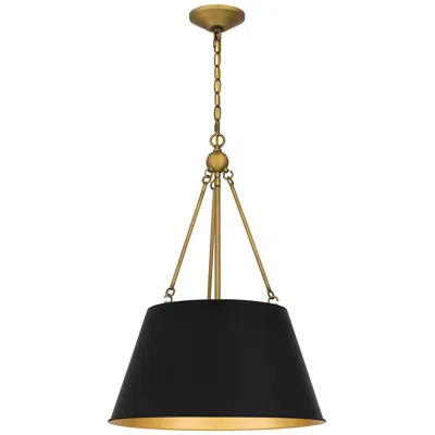 Quoizel Aberdale 18 1/2" Wide Gold And Matte Black Shade Pendant