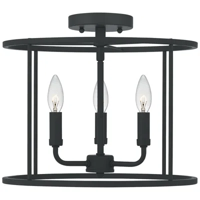 Quoizel Abner 14" Wide Matte Black 3-light Ceiling Light