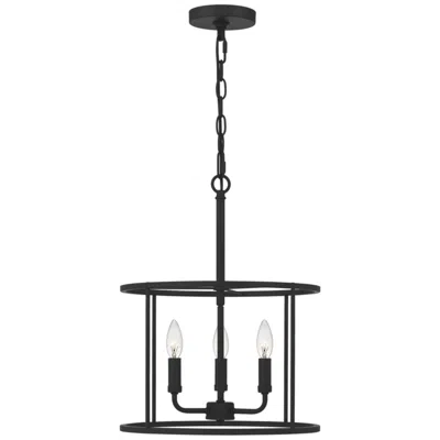 Quoizel Abner 14" Wide Matte Black 3-light Pendant