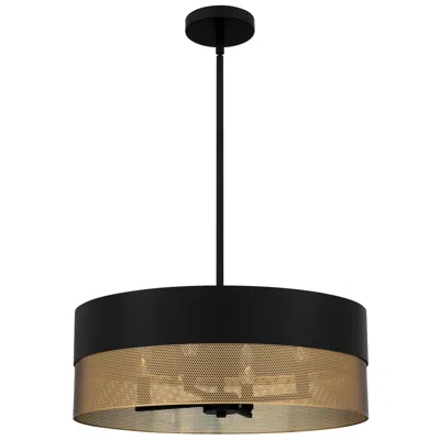 Quoizel Alani 20" Wide Matte Black And Brass Drum Pendant Light