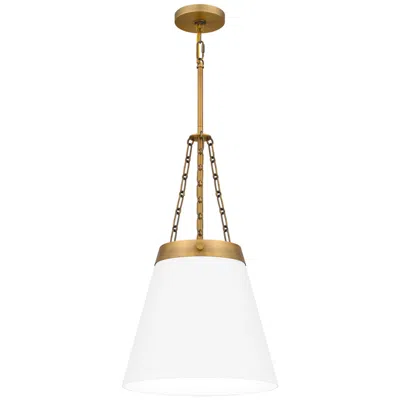 Quoizel Alwyn 13 3/4"w Aged Brass And White Pendant Light In Gold