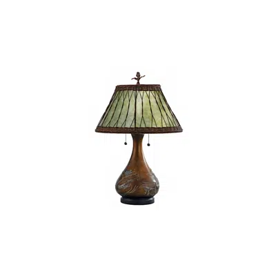 Quoizel Americana 25" Embossed Pine Branch Green Mica Shade Table Lamp