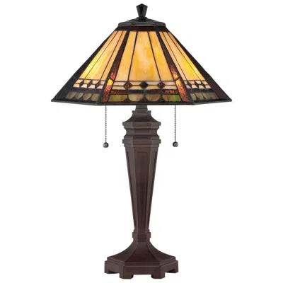 Quoizel Arden 23 1/2" Mission Tiffany-style Art Glass Table Lamp