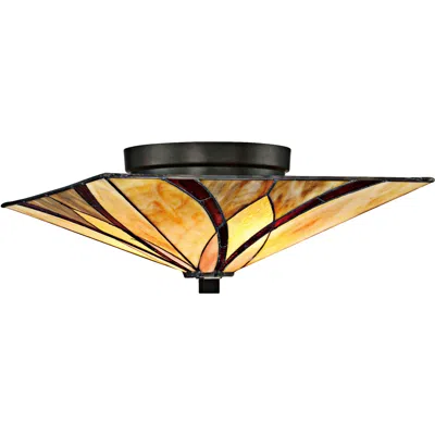 Quoizel Asheville 15" Wide Tiffany-style Ceiling Light In Multi