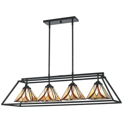 Quoizel Asheville 42" Wide Valiant Bronze 4-light Pendant In Black