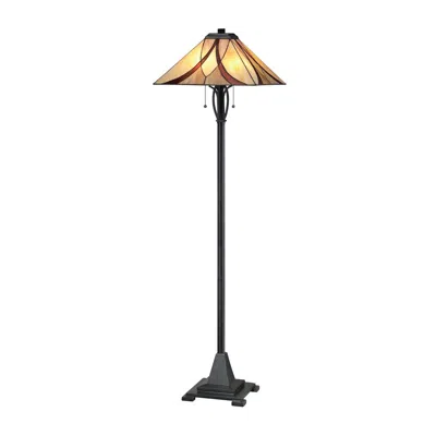 Quoizel Asheville 60" Valiant Bronze Tiffany-style Glass Floor Lamp