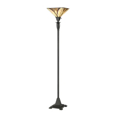 Quoizel Asheville 70 1/2" Valiant Bronze Tiffany-style Torchiere Lamp