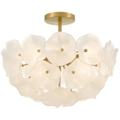 Quoizel Audrey 4-light Brushed Gold Semi-flush Mount In White