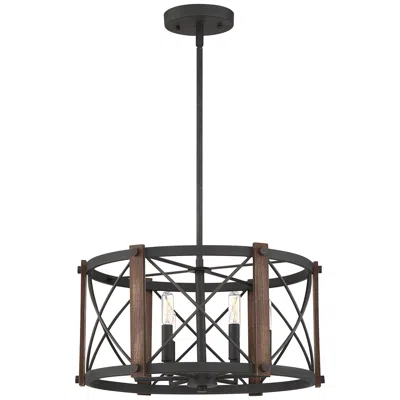 Quoizel Baron 20" Wide Marcado Black 6-light Drum Pendant