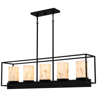Quoizel Bentley 42" Wide Matte Black 5-light Island Pendant