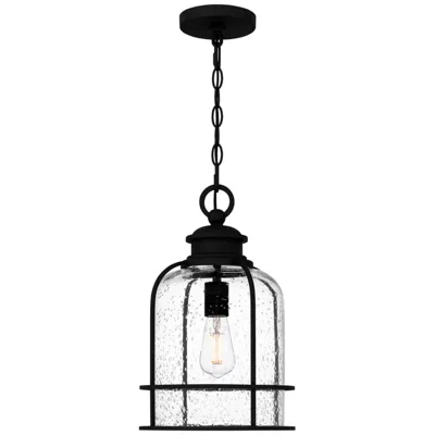 Quoizel Bowles 10"w Earth Black And Seedy Glass Mini Pendant