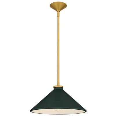 Quoizel Bradbury 1-light Brushed Gold Pendant Light With Dark Green Shade