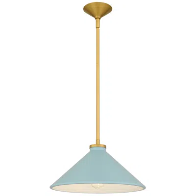 Quoizel Bradbury 1-light Brushed Gold Pendant Light With Light Blue Shade