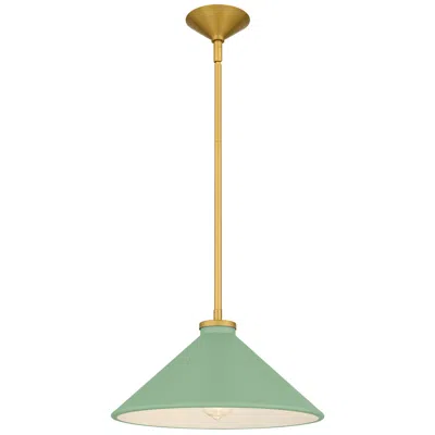 Quoizel Bradbury 1-light Brushed Gold Pendant Light With Light Green Shade