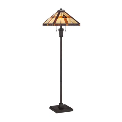 Quoizel Bryant 60" Bronze Patina Tiffany-style Art Glass Floor Lamp