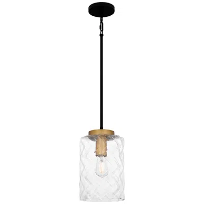 Quoizel Carly 8"w Matte Black Mini Pendant W/ Swirl Glass