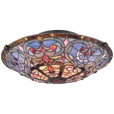 Quoizel Carroll Bronze 16.5" Wide Tiffany-style Ceiling Light