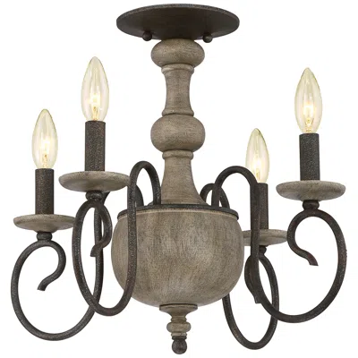 Quoizel Castile 18" Wide Rustic Black Ceiling Light