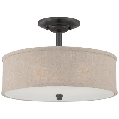 Quoizel Cloverdale 17" Wide Mottled Cocoa Drum Ceiling Light