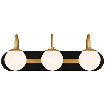 Quoizel Desmond 24"w Matte Black And Gold 3-light Bath Light