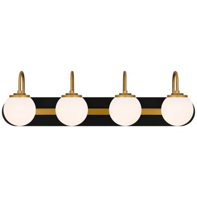 Quoizel Desmond 30" Wide Matte Black With Gold 4-light Bath Light