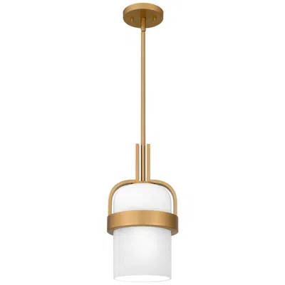Quoizel Duval 8"w Aged Brass Mini Pendant W/ Alabaster Glass