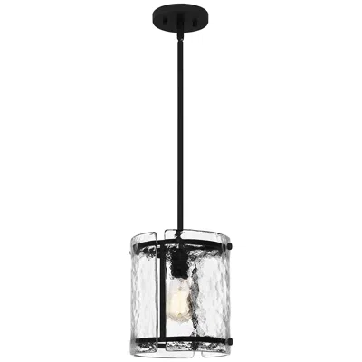 Quoizel Fortress 9 1/4" Wide Earth Black Textured Glass Mini Pendant